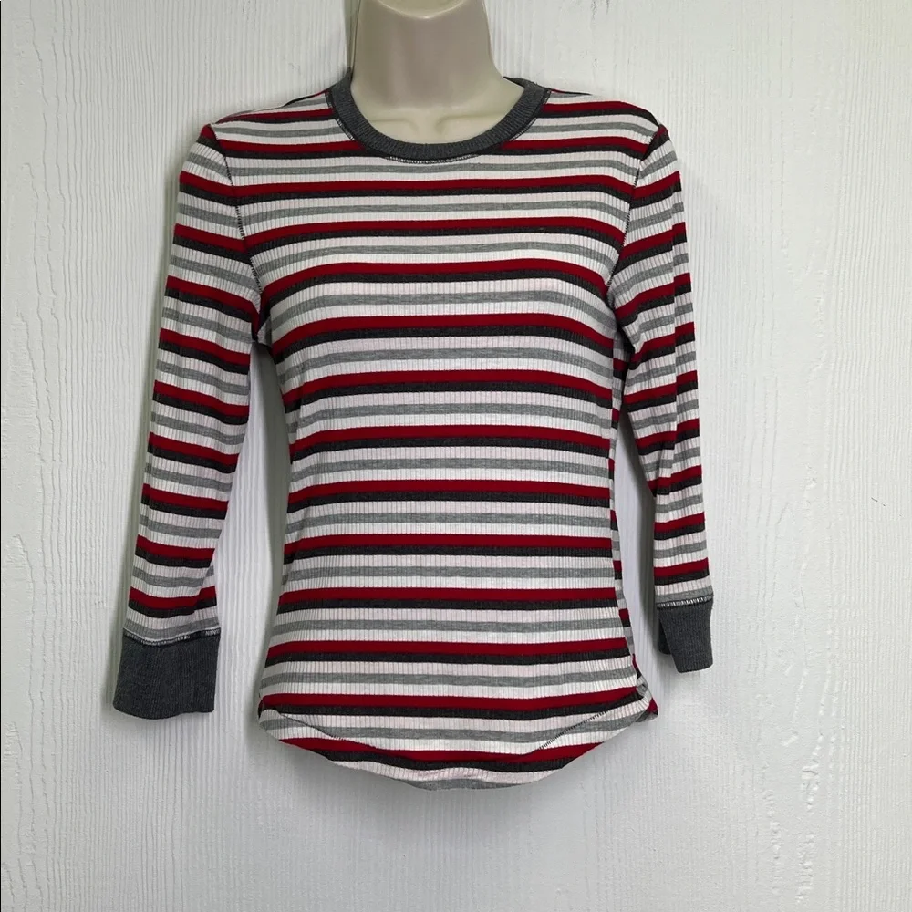 Free People - Good On You Striped Thermal Rose Quarter Sleeve Top Size Small - Picture 2 of 10